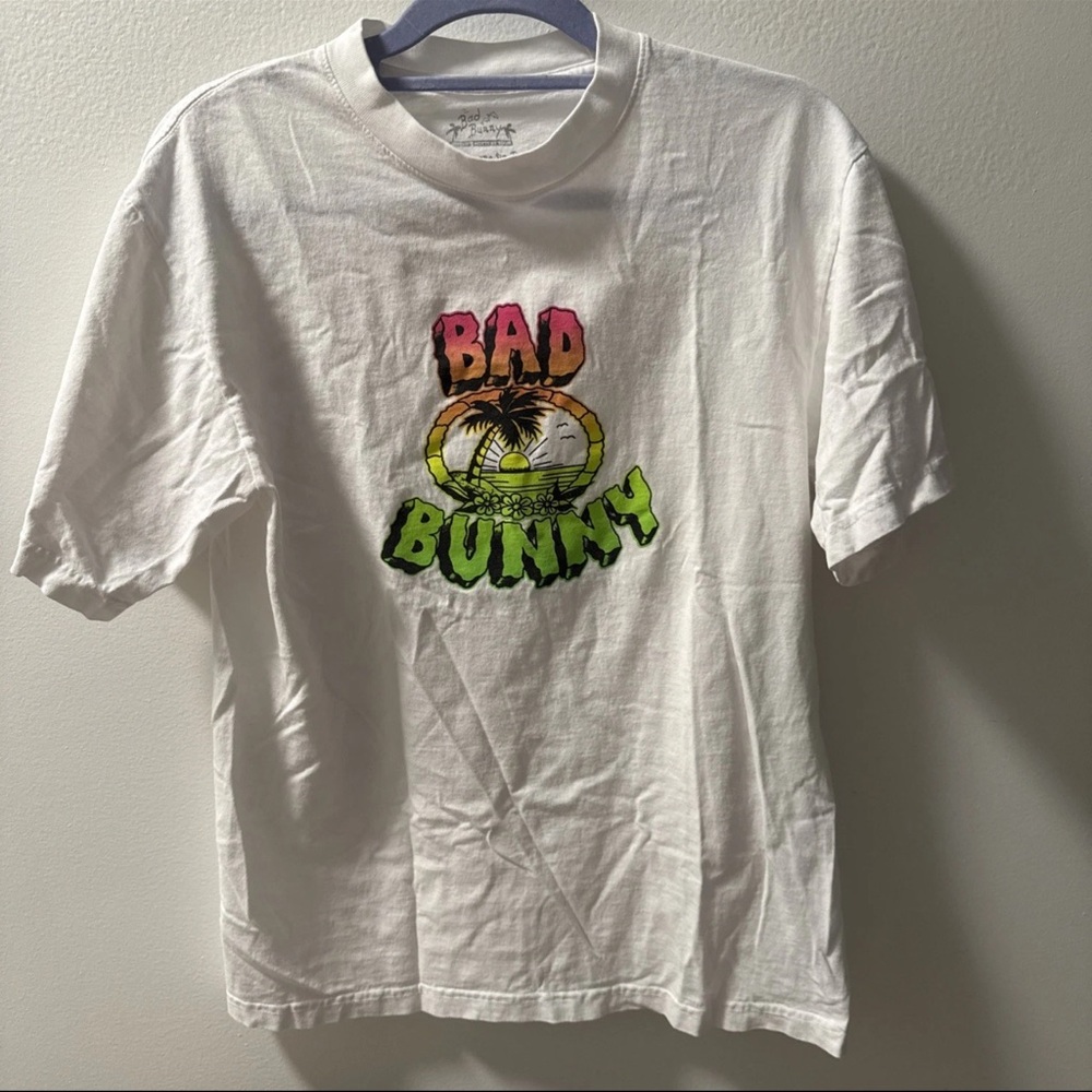 White Graphic Tee with Multicolor Design